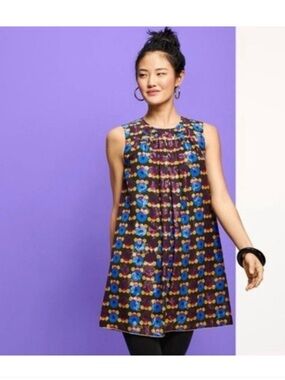 ANNA SUI for TARGET • Black Metallic Circular Print Shift Dress with Blue Accent